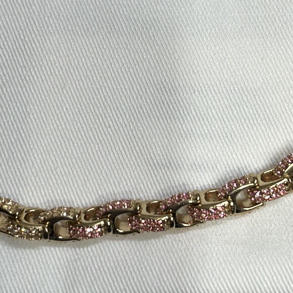 Coach Pave Signature Chain Link Necklace in Pink - Picture 5 of 6
